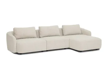 Milano 5-sits Rundad Högervänd L-soffa med Låg Rygg i Beige Boucle - Beige - Products - Möbler - Soffa - Divansoffa & schäslongsoffa