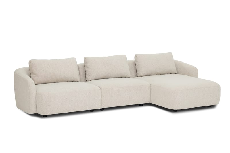 Milano 5-sits Rundad Högervänd L-soffa med Låg Rygg i Beige Boucle - Beige - Products - Möbler - Soffa - Divansoffa & schäslongsoffa