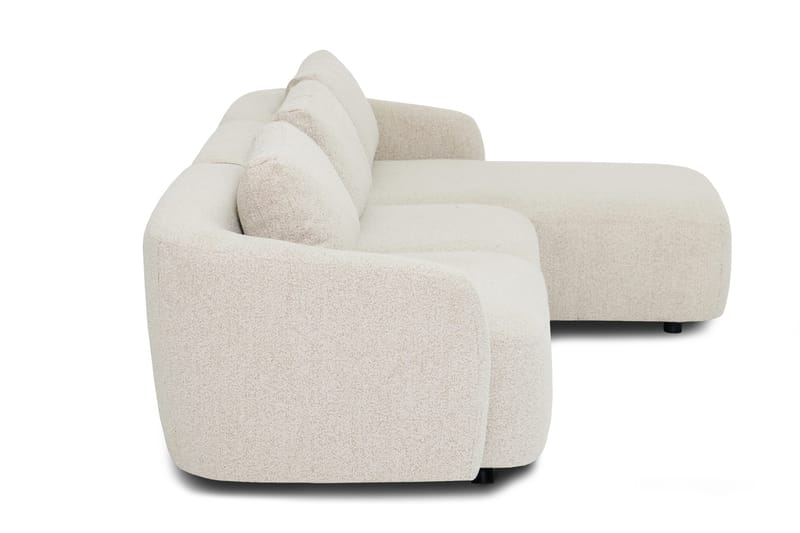 Milano 5-sits Rundad Högervänd L-soffa med Låg Rygg i Beige Boucle - Beige - Products - Möbler - Soffa - Divansoffa & schäslongsoffa