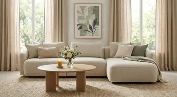 Milano 5-sits Rundad Högervänd L-soffa med Låg Rygg i Beige Boucle - Beige - Products - Möbler - Soffa - Divansoffa & schäslongsoffa
