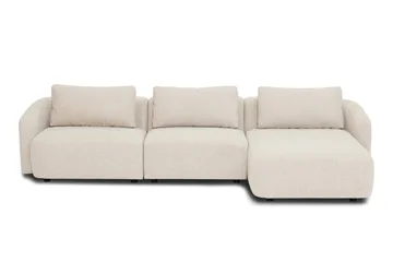 Milano 5-sits Rundad Högervänd L-soffa med Låg Rygg i Beige Boucle - Products - Möbler - Soffa - Divansoffa & schäslongsoffa
