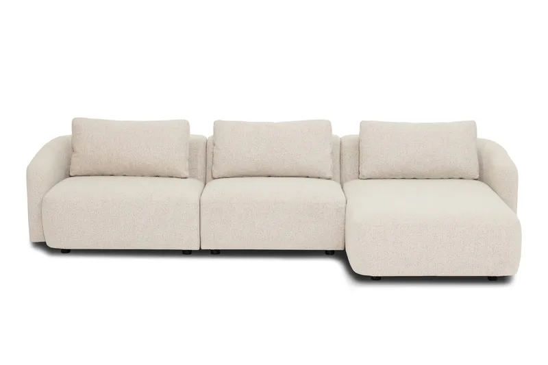 Milano 5-sits Rundad Högervänd L-soffa med Låg Rygg i Beige Boucle - Products - Möbler - Soffa - Divansoffa & schäslongsoffa