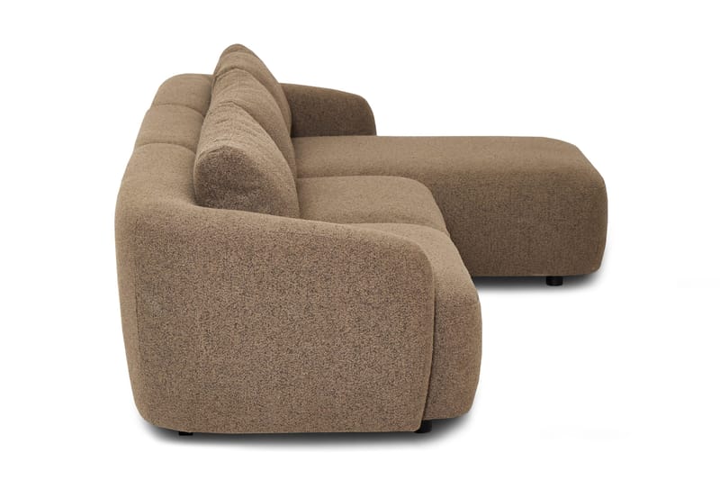 Milano 5-sits Rundad Högervänd L-soffa med Låg Rygg i Brun Boucle - Products - Möbler - Soffa - Divansoffa & schäslongsoffa