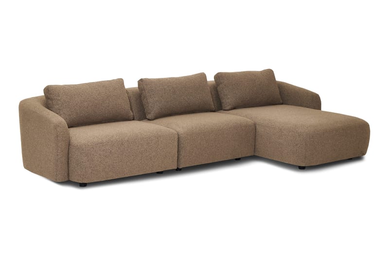 Milano 5-sits Rundad Högervänd L-soffa med Låg Rygg i Brun Boucle - Products - Möbler - Soffa - Divansoffa & schäslongsoffa