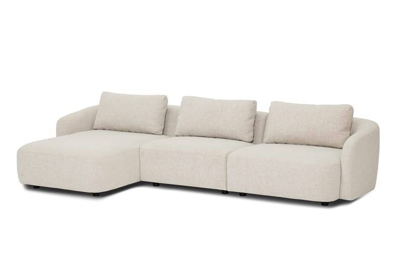 Milano 5-sits Rundad Vänstervänd L-soffa med Låg Rygg i Beige Boucle - Beige - Products - Möbler - Soffa - Divansoffa & schäslongsoffa