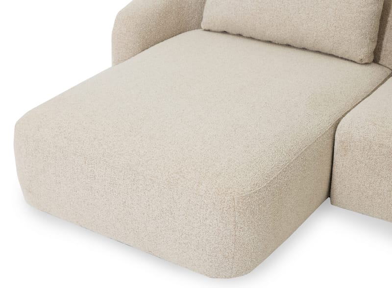 Milano 5-sits Rundad Vänstervänd L-soffa med Låg Rygg i Beige Boucle - Products - Möbler - Soffa - Divansoffa & schäslongsoffa