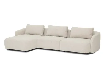Milano 5-sits Rundad Vänstervänd L-soffa med Låg Rygg i Beige Boucle - Products - Möbler - Soffa - Divansoffa & schäslongsoffa