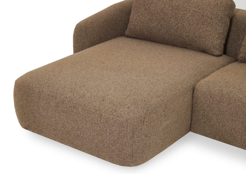 Milano 5-sits Rundad Vänstervänd L-soffa med Låg Rygg i Brun Boucle - Brun - Products - Möbler - Soffa - Divansoffa & schäslongsoffa