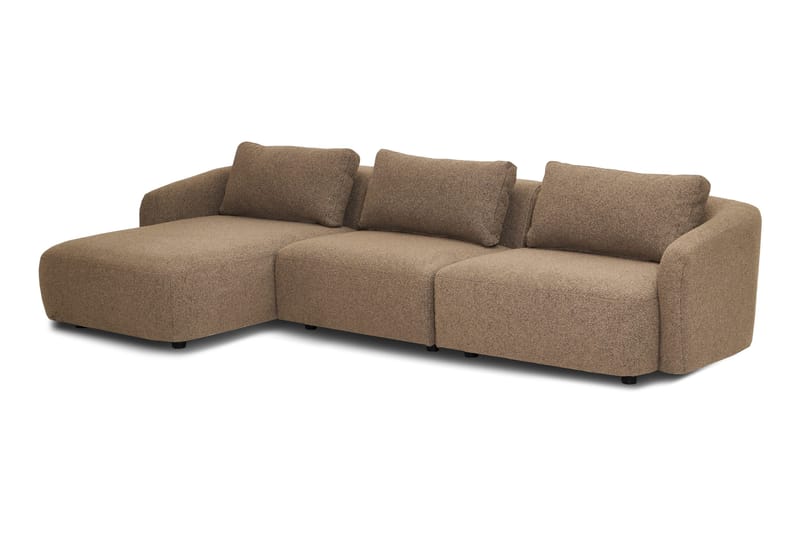 Milano 5-sits Rundad Vänstervänd L-soffa med Låg Rygg i Brun Boucle - Products - Möbler - Soffa - Divansoffa & schäslongsoffa