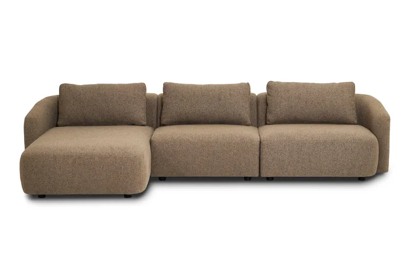 Milano 5-sits Rundad Vänstervänd L-soffa med Låg Rygg i Brun Boucle - Products - Möbler - Soffa - Divansoffa & schäslongsoffa