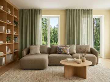 Milano 5-sits Rundad Vänstervänd L-soffa med Låg Rygg i Brun Boucle - Products - Möbler - Soffa - Divansoffa & schäslongsoffa