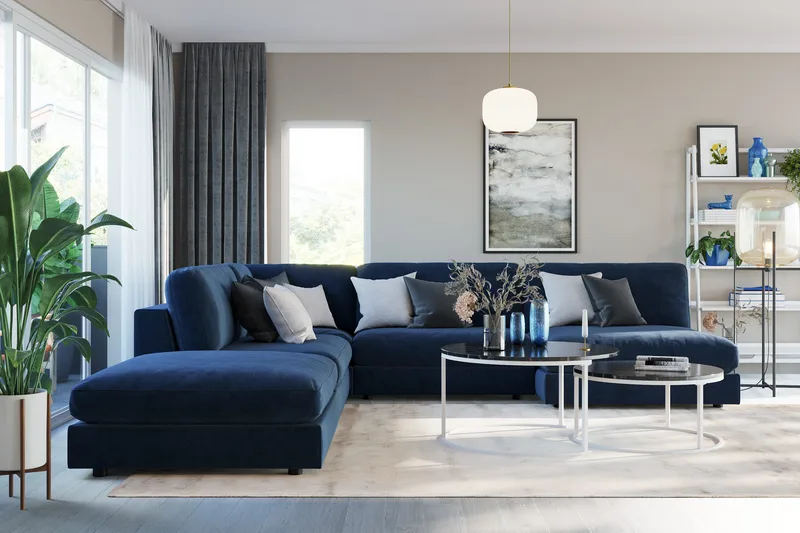 Arken 1-sits Mittmodul i Sammet 90 cm bred - Blå - Products - Möbler - Soffa - Modulsoffa - Mittmodul