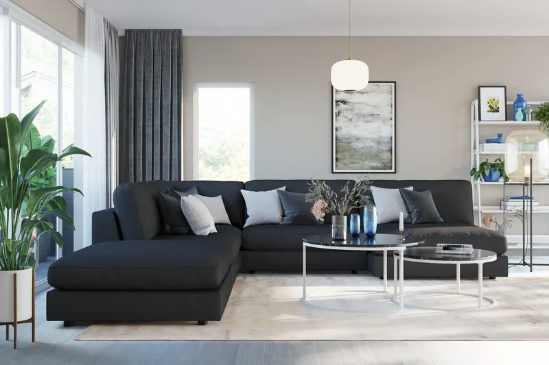 Arken 2-sits Divanmodul i Tyg - Svart - Products - Möbler - Soffa - Modulsoffa - Övriga moduler till modulsoffa