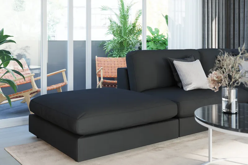 Arken 2-sits Divanmodul i Tyg - Svart - Products - Möbler - Soffa - Modulsoffa - Övriga moduler till modulsoffa