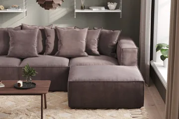 Cubo 1-sits Högermodul i Sammet 108 cm bred - Mörkgrå - Products - Möbler - Soffa - Modulsoffa - Övriga moduler till modulsoffa