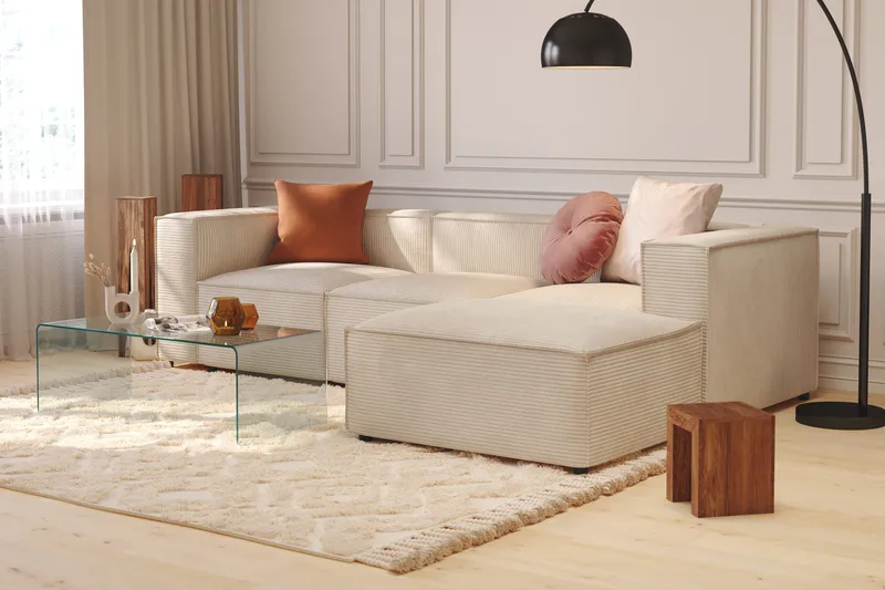 Cubo 1-sits Vänstermodul i Manchester 108 cm bred - Beige - Products - Möbler - Soffa - Modulsoffa - Övriga moduler till modulsoffa