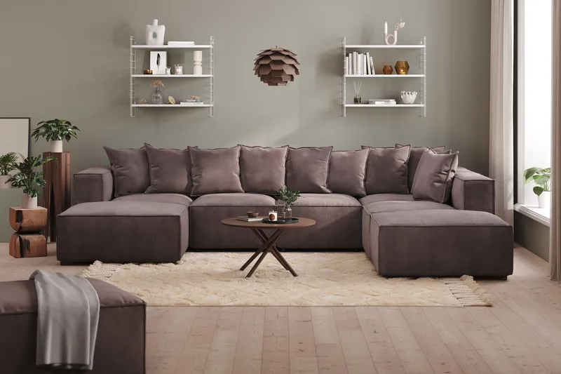 Cubo 1-sits Vänstermodul i Sammet 108 cm bred - Mörkgrå - Products - Möbler - Soffa - Modulsoffa - Övriga moduler till modulsoffa