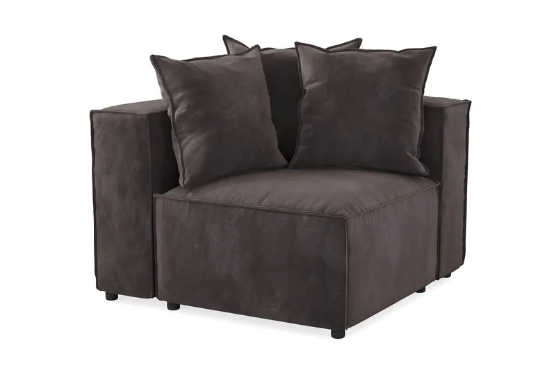 Cubo 1-sits Vänstermodul i Sammet 108 cm bred - Mörkgrå - Products - Möbler - Soffa - Modulsoffa - Övriga moduler till modulsoffa
