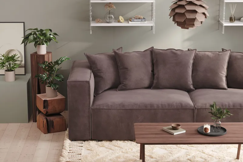Cubo 2-sits Högermodul i Sammet - Antracit - Products - Möbler - Soffa - Modulsoffa - Övriga moduler till modulsoffa