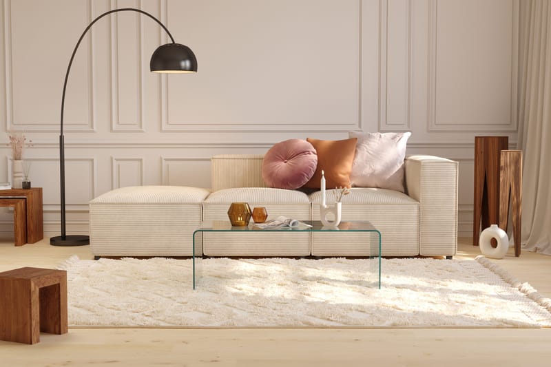 Cubo 3-sits Djup Modulsoffa + Fotpall i Manchester - Beige - Products - Möbler - Soffa - Modulsoffa - Komplett modulsoffa