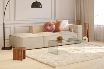 Cubo 3-sits Djup Modulsoffa + Fotpall i Manchester - Beige - Products - Möbler - Soffa - Modulsoffa - Komplett modulsoffa