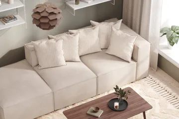 Cubo 3-sits Djup Modulsoffa + Fotpall i Manchester - Beige - Products - Möbler - Soffa - Modulsoffa - Komplett modulsoffa