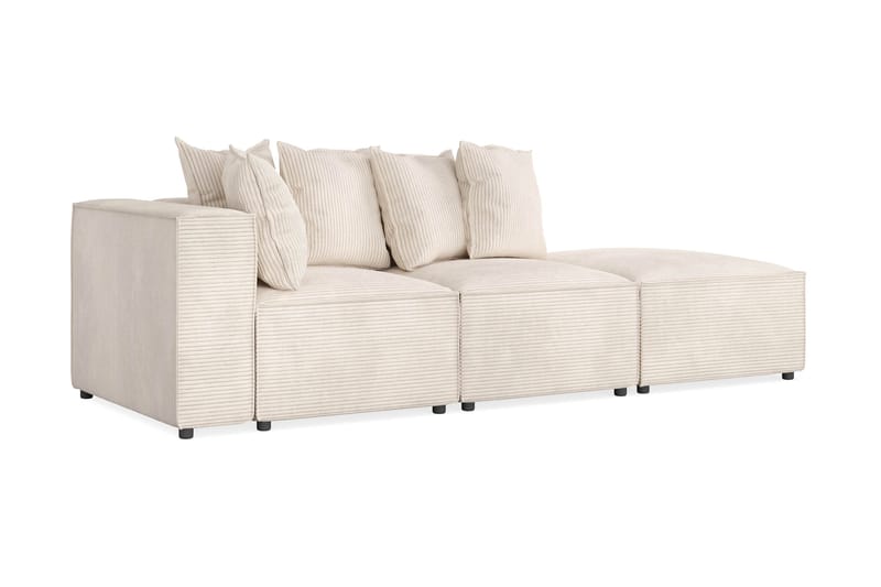 Cubo 3-sits Djup Modulsoffa + Fotpall i Manchester - Beige - Products - Möbler - Soffa - Modulsoffa - Komplett modulsoffa
