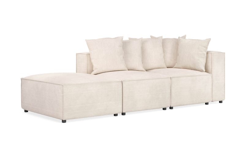 Cubo 3-sits Djup Modulsoffa + Fotpall i Manchester - Beige - Products - Möbler - Soffa - Modulsoffa - Komplett modulsoffa