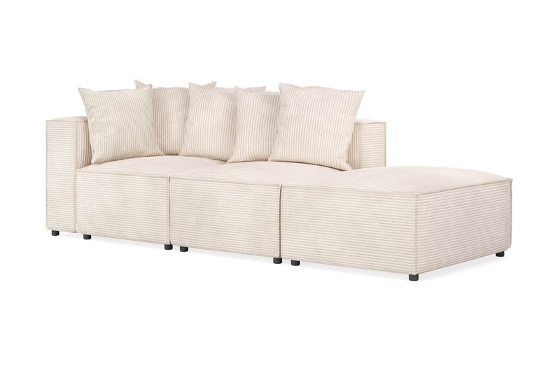 Cubo 3-sits Djup Modulsoffa + Fotpall i Manchester - Beige - Products - Möbler - Soffa - Modulsoffa - Komplett modulsoffa