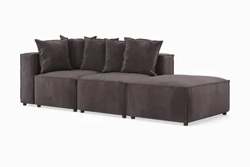 Cubo 3-sits Djup Modulsoffa + Fotpall i Sammet - Mörkgrå - Products - Möbler - Soffa - Modulsoffa - Komplett modulsoffa