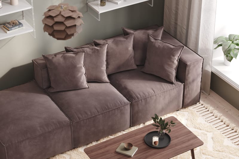 Cubo 3-sits Djup Modulsoffa + Fotpall i Sammet - Mörkgrå - Products - Möbler - Soffa - Modulsoffa - Komplett modulsoffa