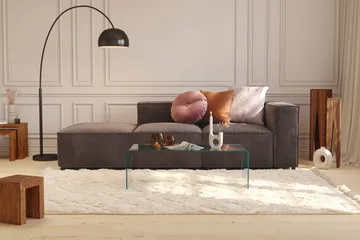 Cubo 3-sits Djup Modulsoffa + Fotpall i Sammet - Mörkgrå - Products - Möbler - Soffa - Modulsoffa - Komplett modulsoffa