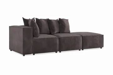 Cubo 3-sits Djup Modulsoffa + Fotpall i Sammet - Mörkgrå - Products - Möbler - Soffa - Modulsoffa - Komplett modulsoffa