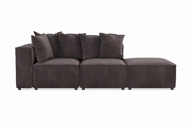 Cubo 3-sits Djup Modulsoffa + Fotpall i Sammet - Mörkgrå - Products - Möbler - Soffa - Modulsoffa - Komplett modulsoffa