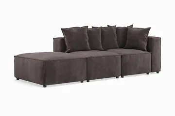 Cubo 3-sits Djup Modulsoffa + Fotpall i Sammet - Mörkgrå - Products - Möbler - Soffa - Modulsoffa - Komplett modulsoffa