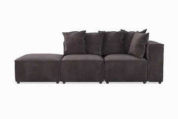 Cubo 3-sits Djup Modulsoffa + Fotpall i Sammet - Mörkgrå - Products - Möbler - Soffa - Modulsoffa - Komplett modulsoffa