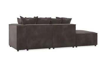 Cubo 3-sits Djup Modulsoffa + Fotpall i Sammet - Mörkgrå - Products - Möbler - Soffa - Modulsoffa - Komplett modulsoffa