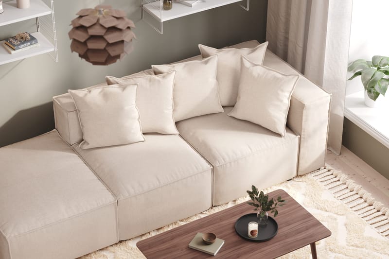Cubo 3-sits Djup Modulsoffa + Fotpall i Tyg - Beige - Products - Möbler - Soffa - Modulsoffa - Komplett modulsoffa