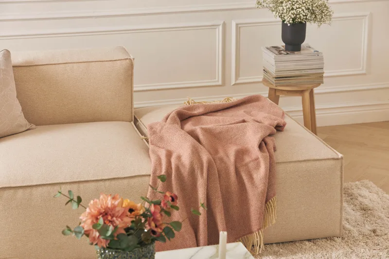 Cubo 3-sits Djup Modulsoffa + Fotpall i Tyg - Beige - Products - Möbler - Soffa - Modulsoffa - Komplett modulsoffa