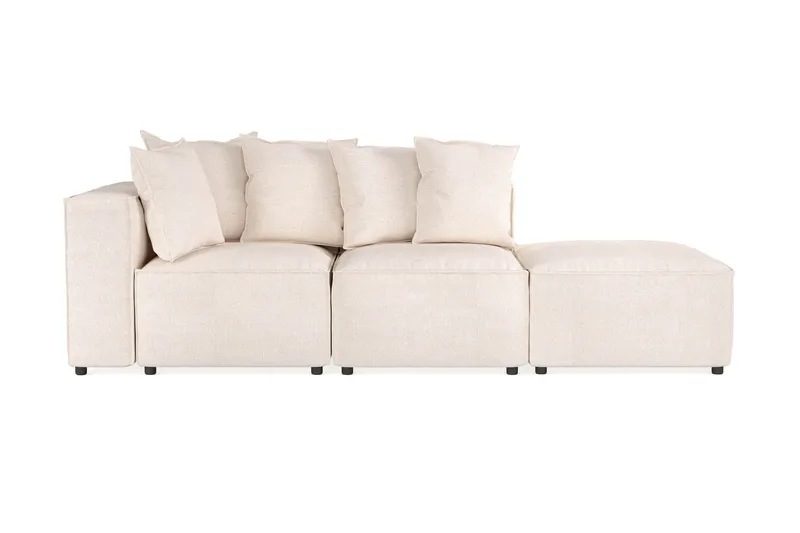 Cubo 3-sits Djup Modulsoffa + Fotpall i Tyg - Beige - Products - Möbler - Soffa - Modulsoffa - Komplett modulsoffa