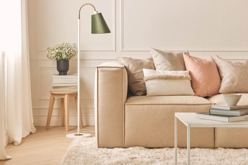 Cubo 3-sits Djup Modulsoffa + Fotpall i Tyg - Beige - Products - Möbler - Soffa - Modulsoffa - Komplett modulsoffa