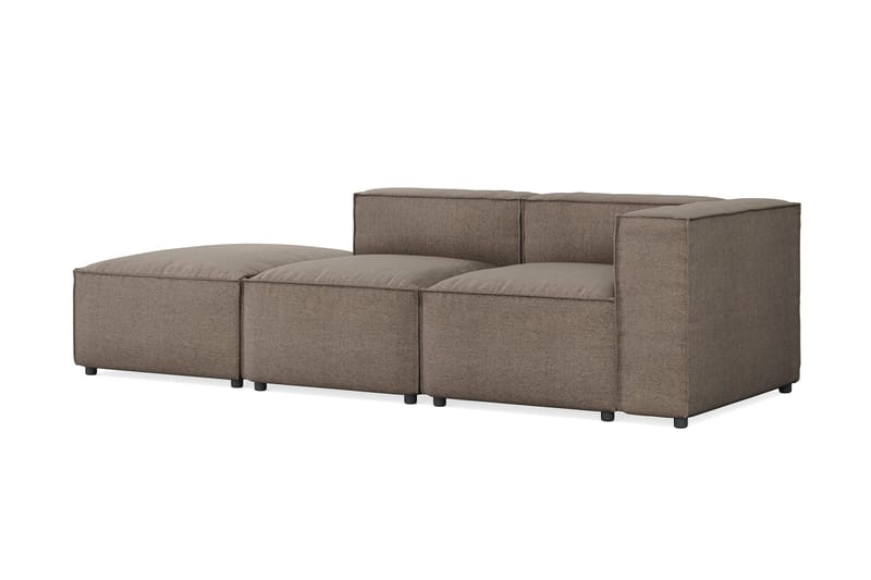 Cubo 3-sits Djup Modulsoffa + Fotpall i Tyg - Grå - Products - Möbler - Soffa - Modulsoffa - Komplett modulsoffa
