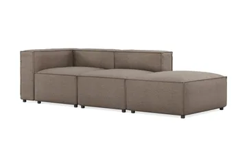Cubo 3-sits Djup Modulsoffa + Fotpall i Tyg - Grå - Products - Möbler - Soffa - Modulsoffa - Komplett modulsoffa