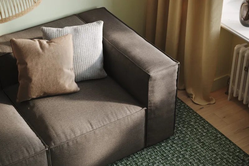 Cubo 3-sits Djup Modulsoffa + Fotpall i Tyg - Grå - Products - Möbler - Soffa - Modulsoffa - Komplett modulsoffa