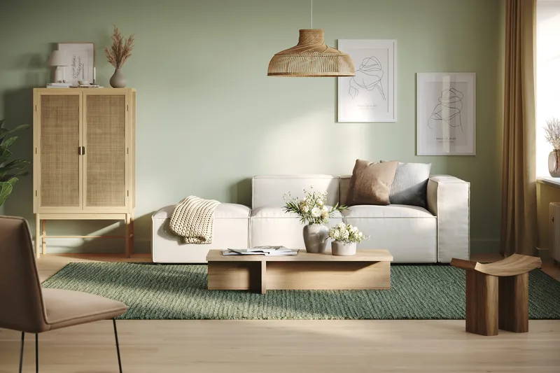 Cubo 3-sits Djup Modulsoffa + Fotpall i Tyg - Vit - Products - Möbler - Soffa - Modulsoffa - Komplett modulsoffa