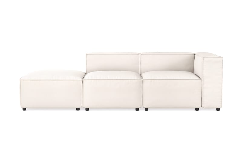 Cubo 3-sits Djup Modulsoffa + Fotpall i Tyg, Vit