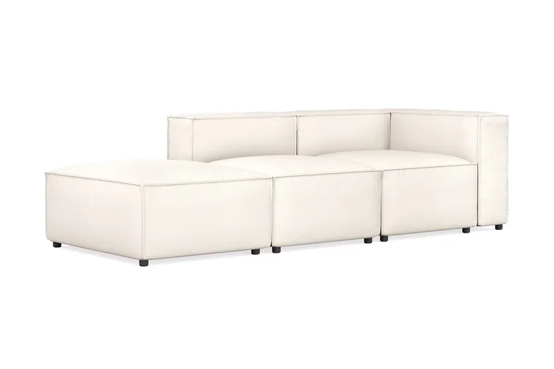 Cubo 3-sits Djup Modulsoffa + Fotpall i Tyg - Vit - Products - Möbler - Soffa - Modulsoffa - Komplett modulsoffa