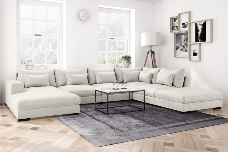 Dubai 1-sits Extra Djup Hörnmodul för Modulsoffa i Sammet - Vit - Products - Möbler - Soffa - Modulsoffa - Hörnmodul