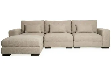 Dubai Extra djup 4-sits Modulsoffa med divan höger i tyg vändbar Extra Djup - Greige - Products - Möbler - Soffa - Modulsoffa - Komplett modulsoffa