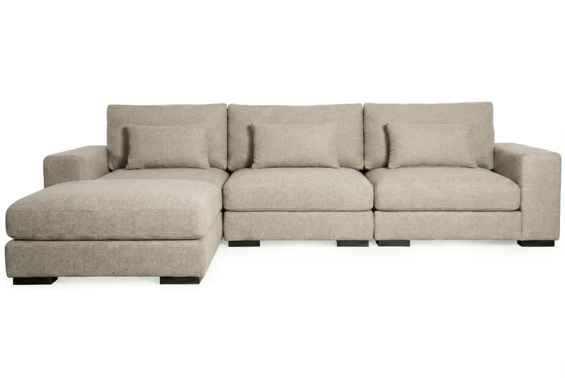 Dubai Extra djup 4-sits Modulsoffa med divan höger i tyg vändbar Extra Djup - Greige - Products - Möbler - Soffa - Modulsoffa - Komplett modulsoffa